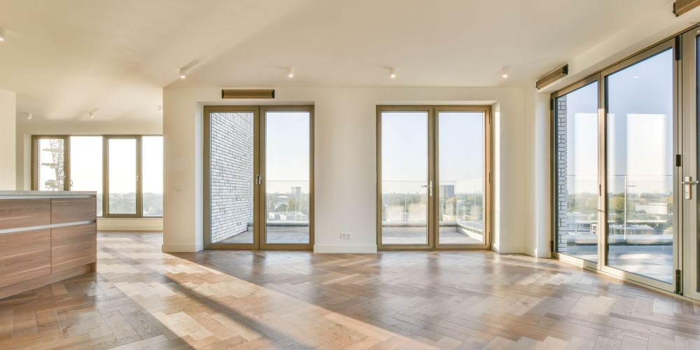 Replacement windows and doors in Tualatin, OR with modern interior balcony doors