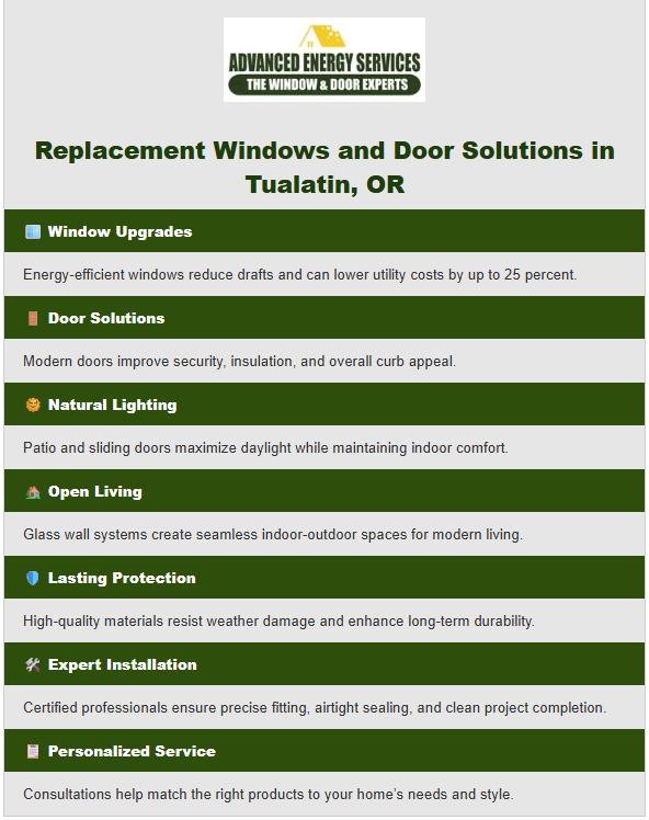 Replacement Windows and Doors Solutions in Tualatin, OR infographic