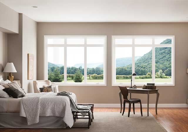 Large picture windows showcasing scenic outdoor views in a peaceful Tigard, OR home.